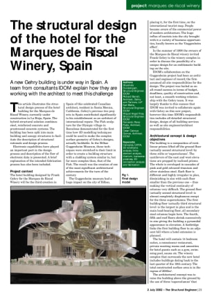 The structural design of the hotel for the Marques de Riscal Winery, Spain