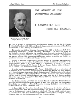 The History of the Institution Branches I. Lancashire and Cheshire Branches