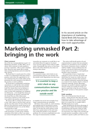 Viewpoint: Marketing unmasked Part 2: bringing in the work