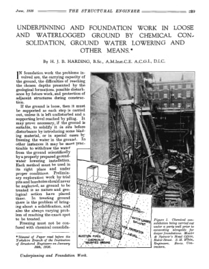 Underpinning and Foundation Work in Loose and Waterlogged Ground by Chemical Consolidation, Ground W