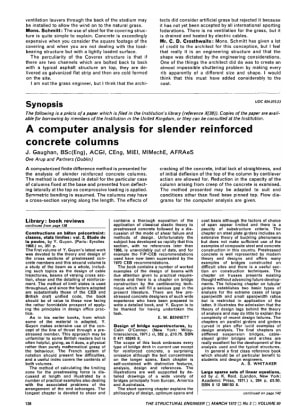 Synopsis A Computer Analysis for Slender Reinforced Concrete Columns by J. Gaughan