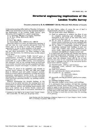 Structural Engineering Implications of the London Traffic Survey. Discussion presented by O. A. Kere