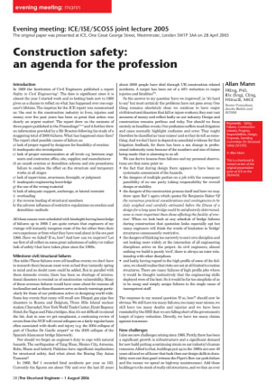 Construction safety: an agenda for the profession