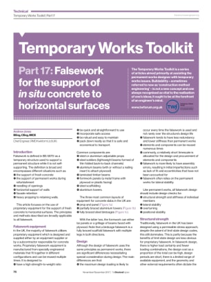 Temporary Works Toolkit. Part 17: Falsework supporting in situ concrete to horizontal surfaces