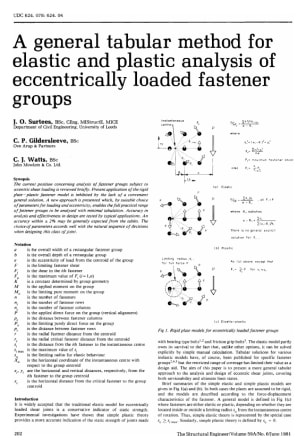 A General Tabular Method for Elastic and Plastic Analysis of Eccentrically Loaded Fastner Groups