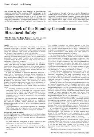 The Work of the Standing Committee on Structural Safety