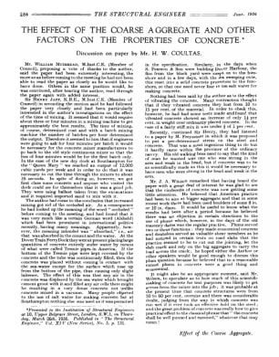 The Effect of the Coarse Aggregate and Other Factors on the Properties of Concrete. Discussion on Pa