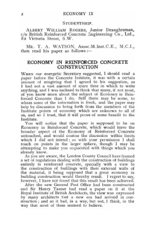 Economy in reinforced concrete construction