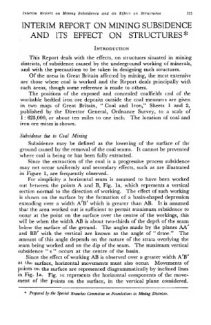 Interim Report on Mining Subsidence and its Effect on Structures