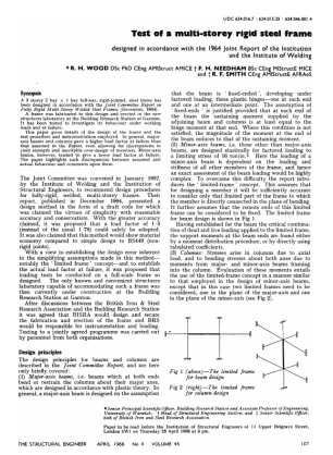 Test of a Multi-Storey Rigid Steel Frame Designed in Accordance with the 1964 Joint Report of the In