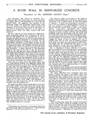 A River Wall in Reinforced Concrete Discussion on Mr. Andrew Hood's Paper
