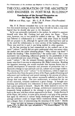 The Collaboration of the Architect and Engineer in Post-war Building Conclusion of the Second Discus