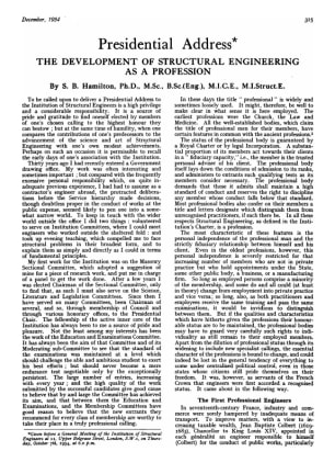 Presidential Address The Development of Structural Engineering as a Profession