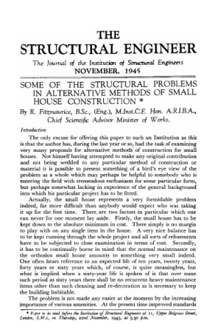 Some of the Structural Problems in Alternative Methods of Small House Construction
