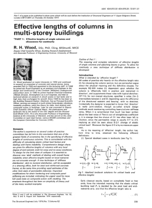 Effective Lengths of Columns in Multi-storey Buildings. Part 1 Effective Lengths of Single Columns a
