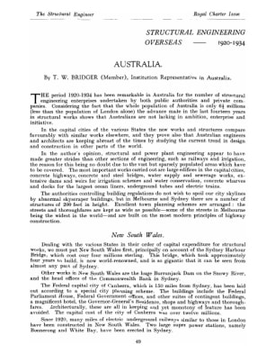 Structural Engineering Overseas - 1920-1934 Australia
