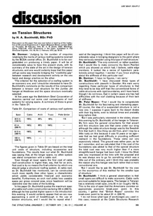 Discussion on Tension Structures by H.A. Buchholdt