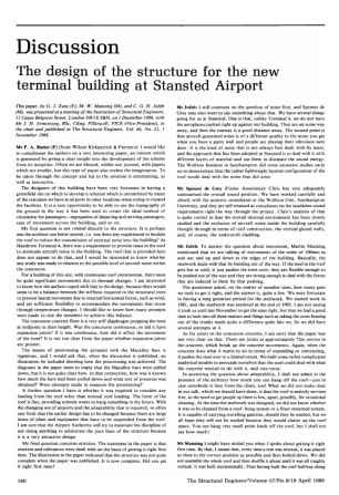 Discussion on The Design of the Structure For the New Terminal Building at Stansted Airport by G.J. 