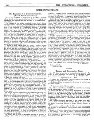 Correspondence on The Education of a Structural Engineer (Present Methods of Teaching)