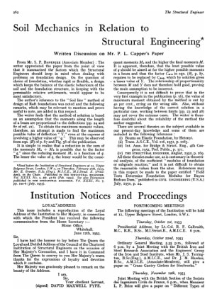 Soil Mechanics in Relation to Structural Engineering Written Discussion on Mr. P.L. Capper's Paper