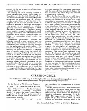Correspondence. Laterally Unsupported Beams