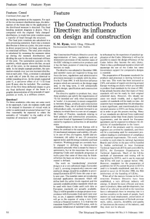 The Construction Products Directive: its Influence on Design and Construction