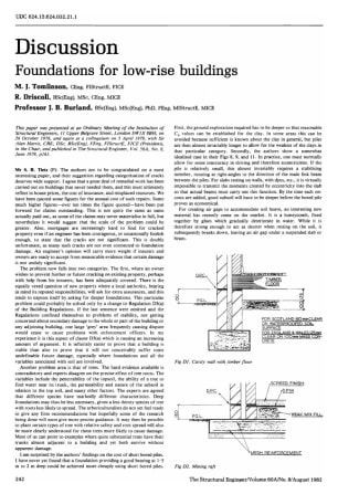 Discussion on Foundations for Low-rise Buildings by M.J. Tomlinson, R. Driscoll and Professor J. B. 