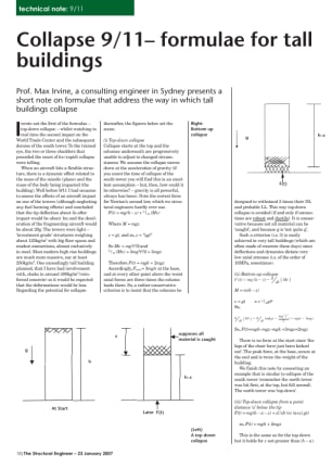 Technical note: Collapse 9/11– formulae for tall buildings