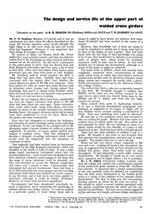The design and service life of the upper part of welded crane girders Discussion on the paper by A. 