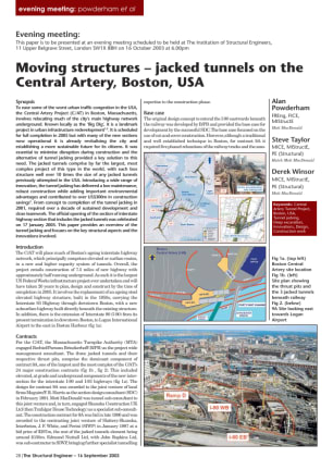 Moving structures - jacked tunnels on the Central Artery, Boston, USA