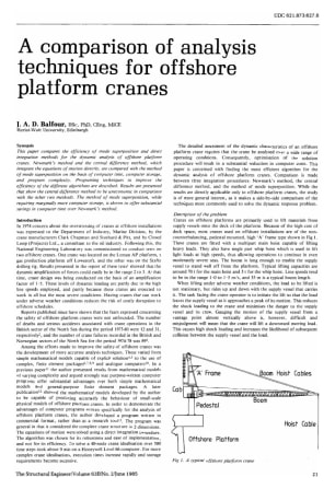 A Comparison of Analysis Techniques For Offshore Platform Cranes