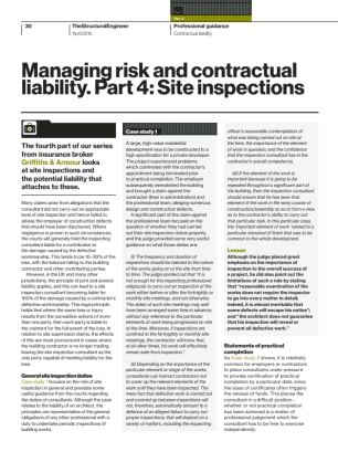 Managing risk and contractual liability. Part 4: Site inspections