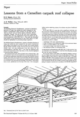 Lessons from a Canadian Carpark Roof Collapse