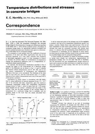 Correspondence on Temperature Distributions and Stresses in Concrete Bridges by E.C. Hambly