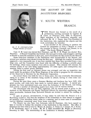 The History of the Institution Branches V. South Western Branch