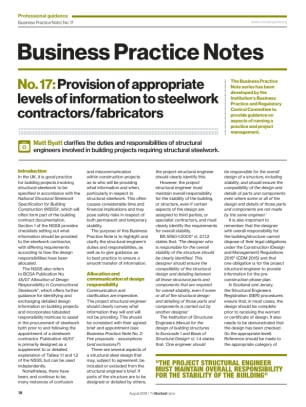 Business Practice Note No. 17: Provision of appropriate levels of information to steelwork contractors/fabricators