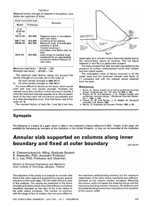 Synopsis Annular Slab Supported on Columns Along Inner Boundary and Fixed at Outer Boundary