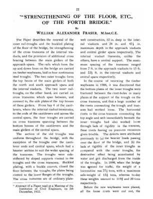 "Strengthening of the Floor, etc., of the Forth Bridge"