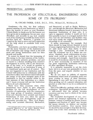 The Profession of Structural Engineering and Some of its Problems