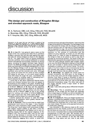 Discussion The Design and Construction of Kingston Bridge and Elevated Approach Roads, Glasgow by W.