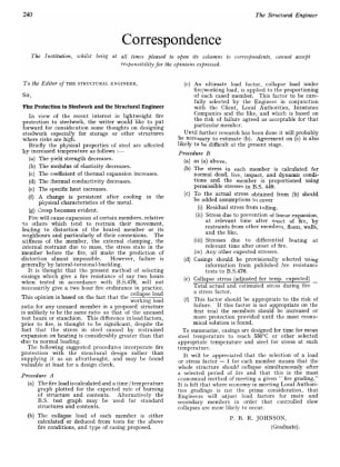 Correspondence Fire Protection to Steelwork and the Structural Engineer