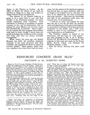 Reinforced Concrete Grain Silos Discussion on Mr. Gueritte's Paper