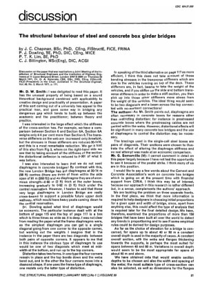 Discussion The Structural Behaviour of Steel and Concrete Box Girder Bridges by J.C. Chapman, P.J. D