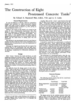 The Construction of Eight Prestressed Concrete Tanks