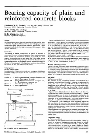Bearing Capacity of Plain and Reinforced Concrete Blocks