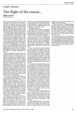 Legal Column. The Flight of the Cranes...