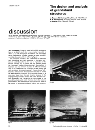 Discussion on The Design and Analysis of Grandstand Structures by J. Bobrowski, B.K. Bardhan-Roy and