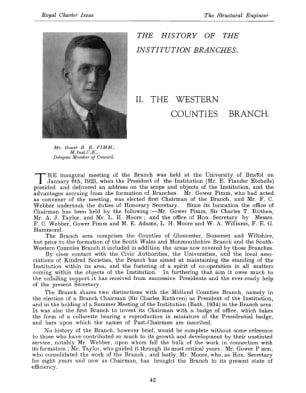 The History of the Institution Branches II. The Western Counties Branch
