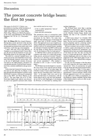 Discussion on The Precast Concrete Bridge Beam: the First 50 Years by Dr. H.P.J. Taylor