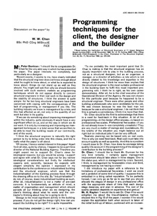 Programming Techniques for the Client, the Designer and the Builder. Discussion on the paper by W.W.